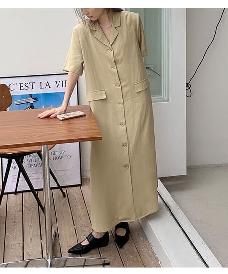 linen shirt dress/2color