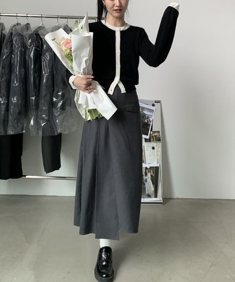 bi-color line cardigan/3color