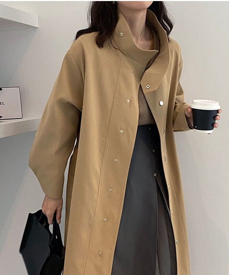 stand collar trench coat/2color