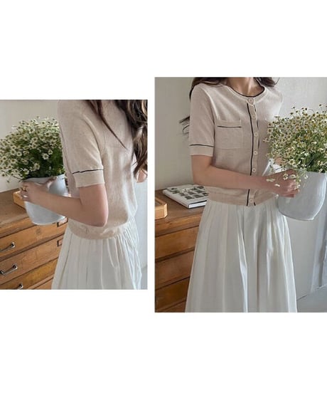 linen blend cardigan tops/3color(ネコポス)