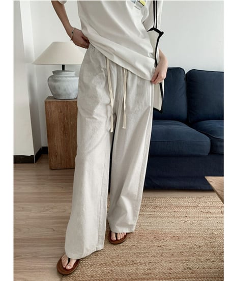 cotton linen stripe pant/2color