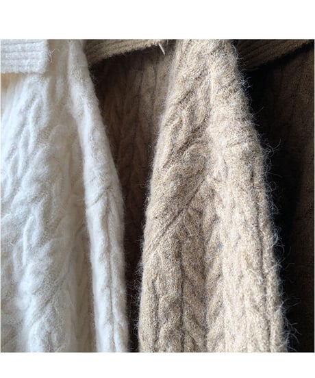 [OUTLET]cable open collar knit/3color