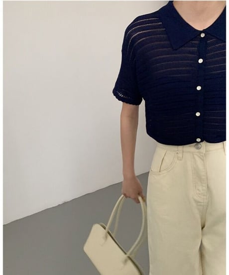 sheer border shirt/2color