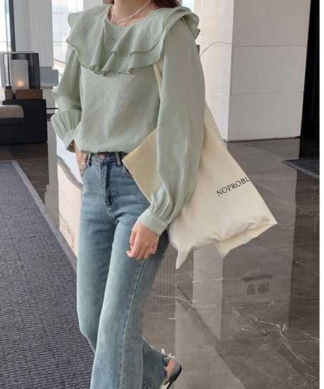 frill collar blouse/2color