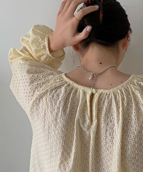 [OUTLET]cotton lace blouse