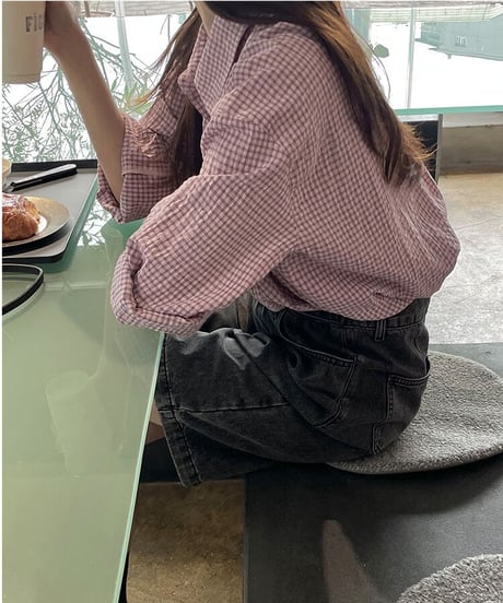 gingham check daily shirt/2color