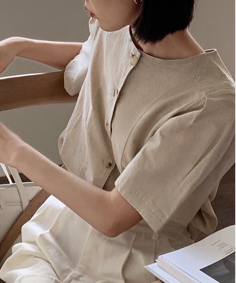 linen jacket (half sleeve)/3color