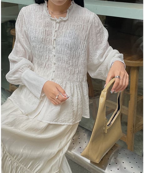 gather long cuffs blouse/3color