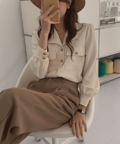 open collar classic shirt/2color