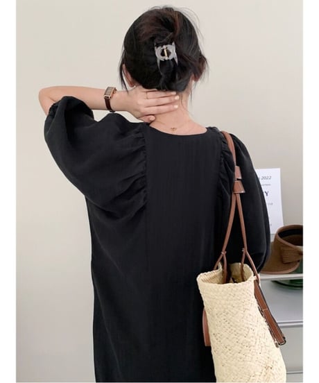 front button long dress(inner set)/3color