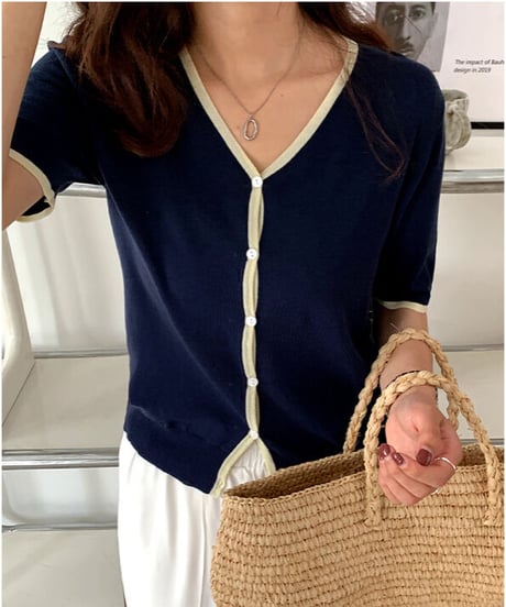 【期間限定】line cardigan(half sleeve)/3color(ネコポス)