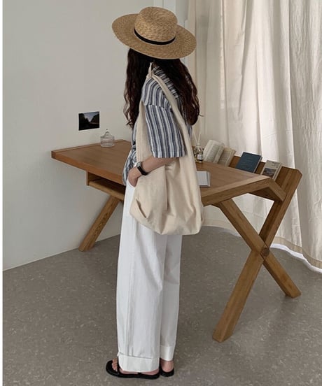 linen 100% stripe shirt/2color