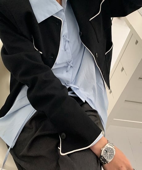 lace up design shirt/2color