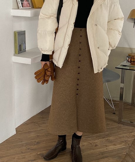 front button skirt/2color