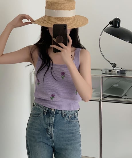 flower knit ensemble/3color