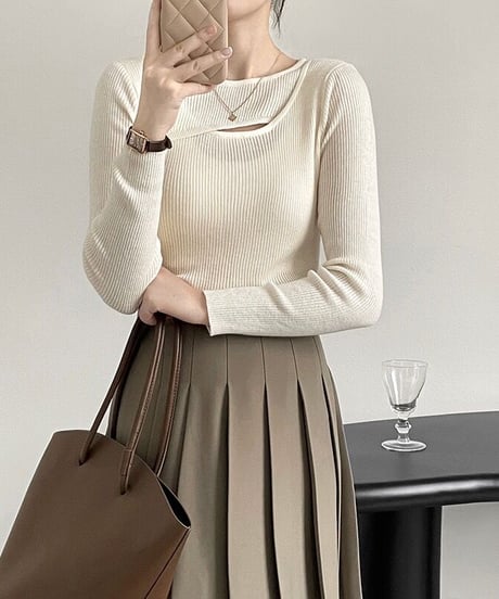 asymmetry rib knit/4color