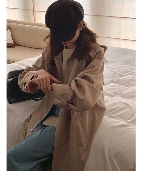 corduroy collar long coat