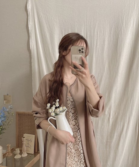 [OUTLET]piping long gown/2color