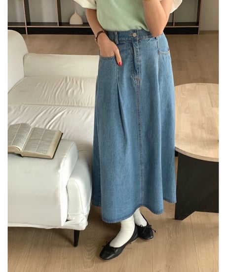 denim flare skirt