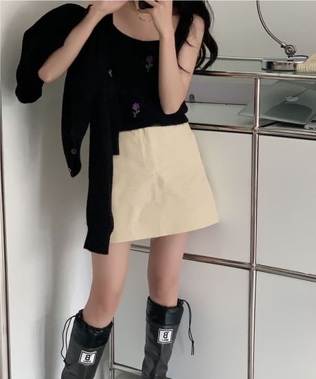 flower knit ensemble/3color