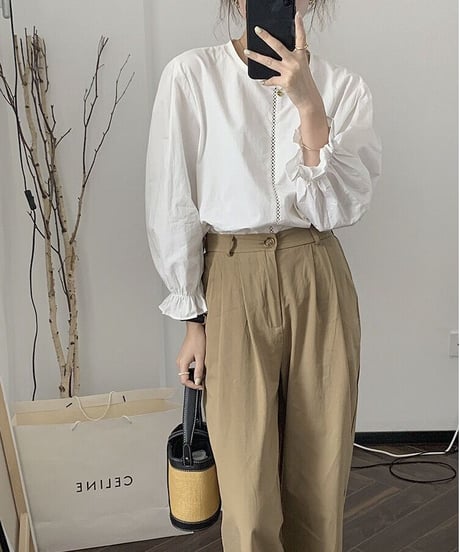 cotton simple blouse/2color(ネコポス)
