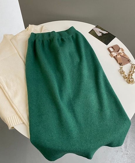 knit long skirt/4color
