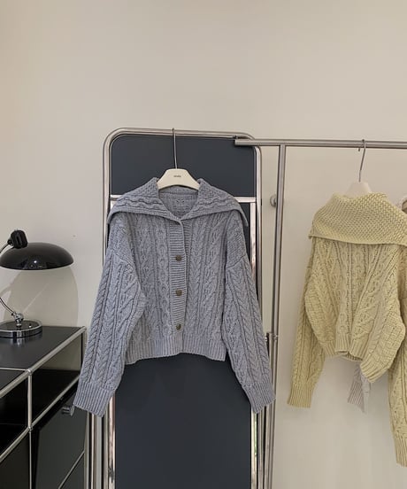 sailor collar knit cardigan/3color