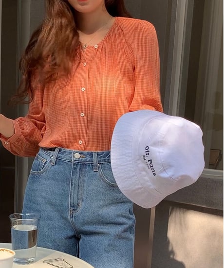 gingham check blouse/4color(ネコポス)