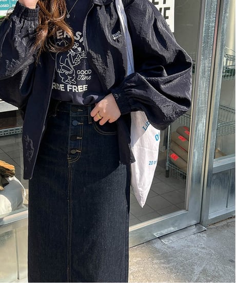 front button denim skirt/2color