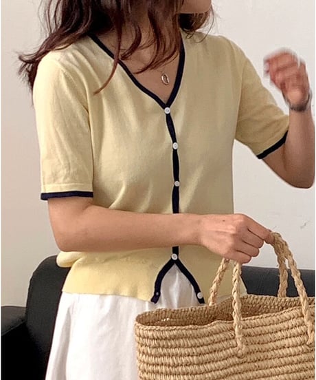 【期間限定】line cardigan(half sleeve)/3color(ネコポス)