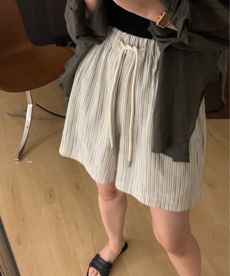 linen stripe short pants