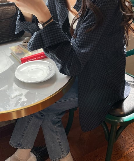 gingham check shirt/3color