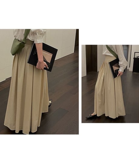 tuck flare maxi skirt/3color