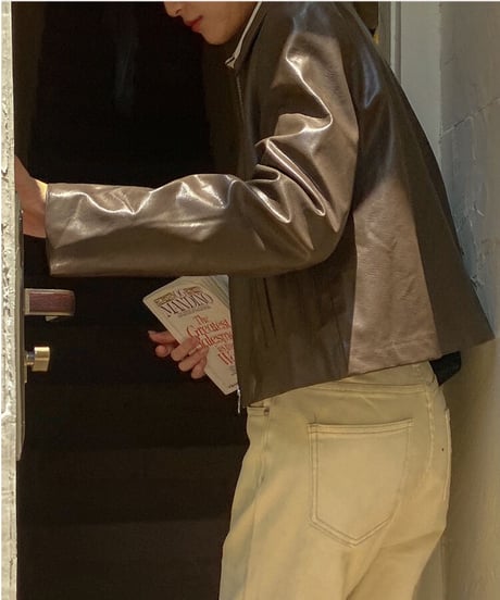 eco leather fastener jacket/2color
