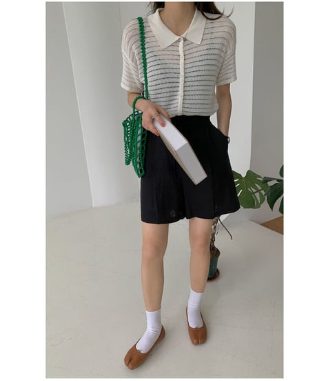 sheer border shirt/2color
