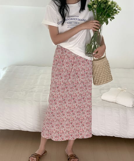flower A line skirt/2color