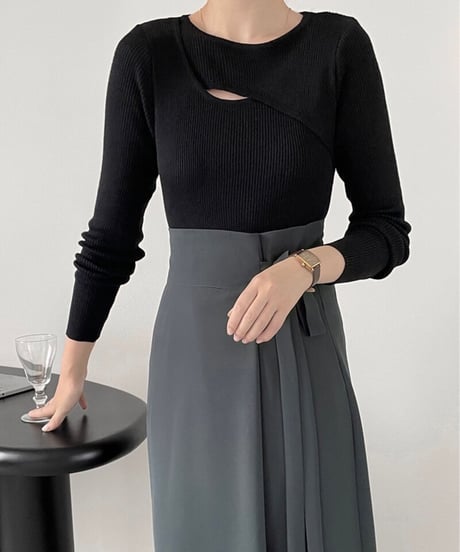 asymmetry rib knit/4color