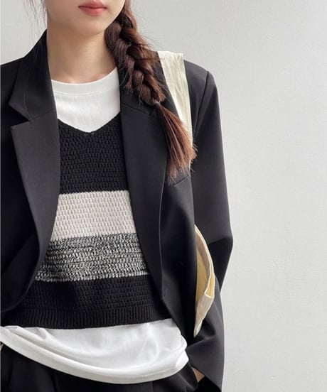 color block knit tops/2color(ネコポス)