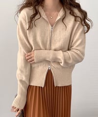 knit zip up hoodie/5color