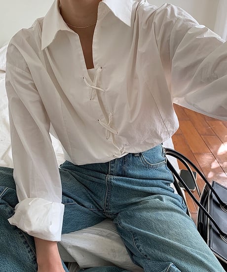 lace up design shirt/2color
