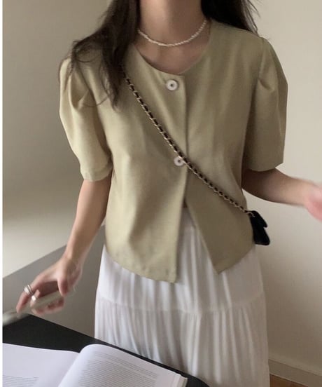 double button blouse(half sleeve)/3color(ネコポス)