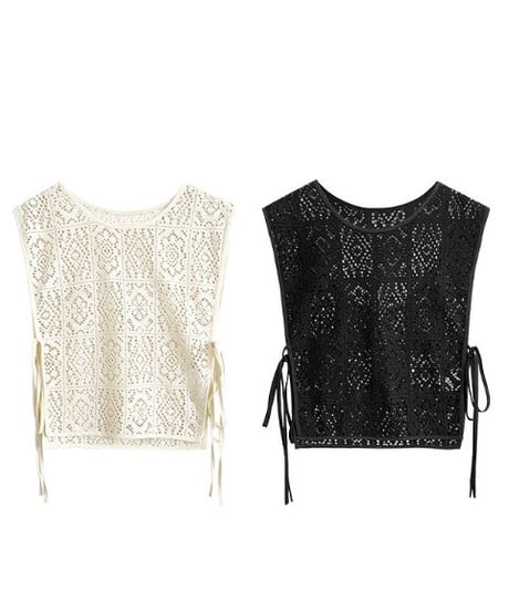 flower crochet vest/2color(ネコポス)