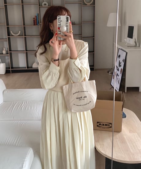 [OUTLET]pleats long dress/2color