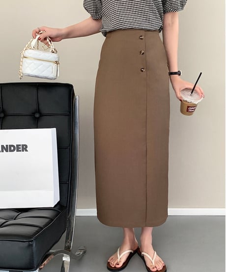 button pencil skirt/3color