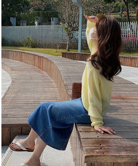 u neck sheer knit/5color