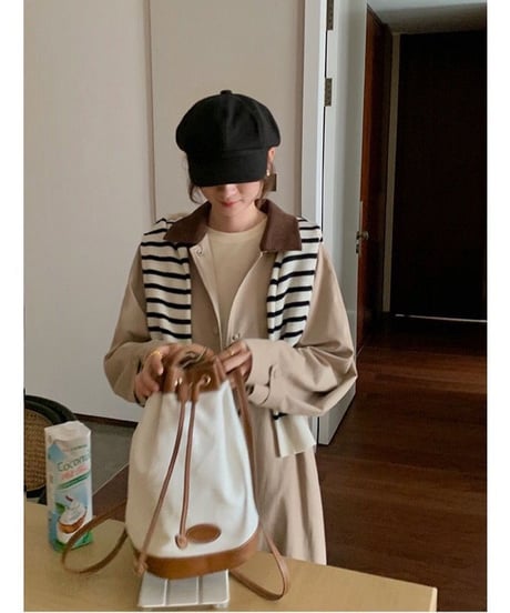 corduroy collar long coat