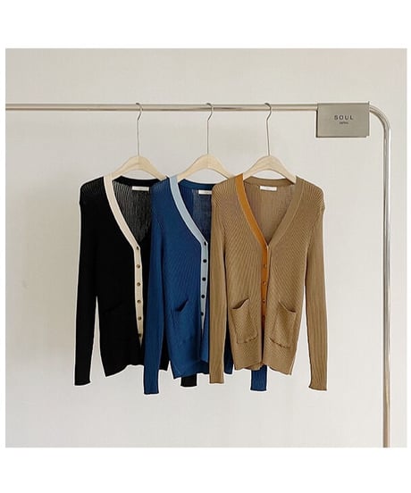 （Set up）bi-color middle cardigan & camisole/3color