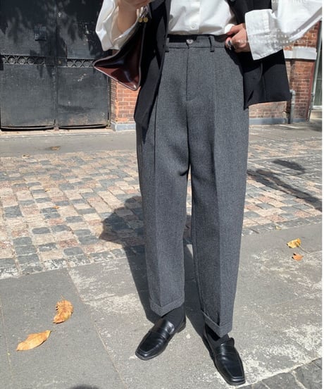 [OUTLET]herringbone wool slacks/2color