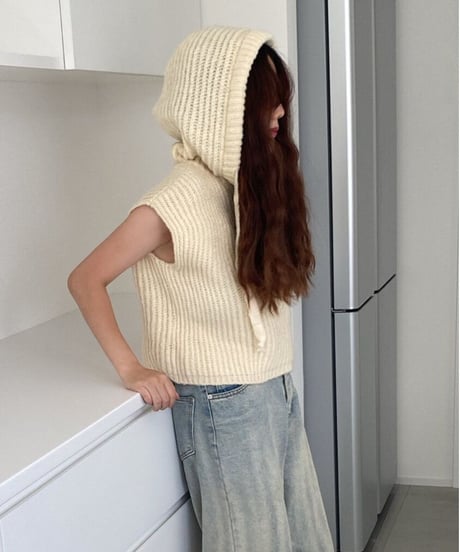 [OUTLET]hoodie knit vest/3color