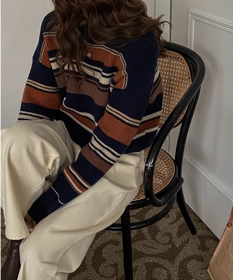 random border rib knit/2color